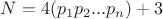$N=4(p_1p_2...p_n)+3$