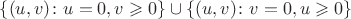 $\{ (u, v) \colon  u = 0, v \geqslant 0 \} \cup \{ (u, v) \colon  v = 0, u \geqslant 0 \}$