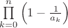 $\prod\limits_{k=0}^n \left(1-\frac{1}{a_k}\right)$