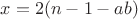 $x=2(n-1-ab)$