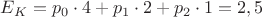 $E_K=p_0\cdot 4+p_1\cdot 2+p_2\cdot 1=2,5$