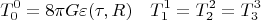 $$T_0^0=8{\pi}G\varepsilon(\tau,R) \quad T_1^1=T_2^2=T_3^3$$