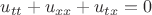 $u_{tt}+u_{xx}+u_{tx}=0$