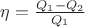 $\eta=\frac{Q_1-Q_2}{Q_1}$ $\eta=\frac{Q_1-Q_2}{Q_1}$