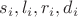 $s_i, l_i, r_i, d_i$ $s_i, l_i, r_i, d_i$