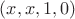 $(x,x,1,0)$