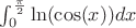 $\int_{0}^{\frac{\pi}{2}} \ln(\cos(x))dx$