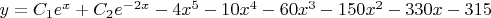 $y=C_1e^x+C_2e^{-2x}-4x^5-10x^4-60x^3-150x^2-330x-315$