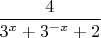$\dfrac{4}{3^x+3^{-x}+2}$