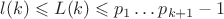 $l(k) \leqslant L(k) \leqslant p_1 \dots p_{k+1}-1$