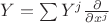 $\[
Y = \sum\limits_{}^{} {Y^j \frac{\partial }
{{\partial x^j }}} 
\]$