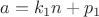 $a=k_{1}n+p_1$ $a=k_{1}n+p_1$