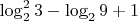 $\log^2_2{3} - \log_2{9} + 1$