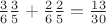 $\frac{3}{6}\frac{3}{5}+\frac{2}{6}\frac{2}{5}=\frac{13}{30}$