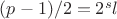 $(p-1)/2=2^sl$