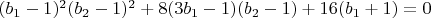 $(b_1-1)^2 (b_2-1)^2+8 (3 b_1-1) (b_2-1)+16 (b_1+1)=0$