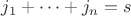 $j_1+\dots+j_n=s$
