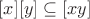 $[x][y]\subseteq [xy]$