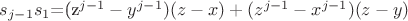 $s_{j-1}s_1$=(z^{j-1} - y^{j-1})(z - x) + (z^{j-1} - x^{j-1})(z - y)