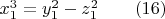 $x^3_1=y_1^2-z^2_1\qquad (16)$