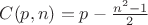 $C(p, n)=p-\frac{n^2-1}{2}$