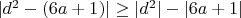 $|d^2-(6a+1)| \geq |d^2|-|6a+1|$