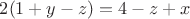 $2(1+y-z)=4-z+x$