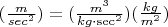 $( \frac{{m}}{sec^2} ) = (\frac{{m^3}}{kg\cdot\sec^2})  (\frac{kg}{m^2})$