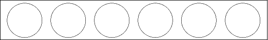 $$\fbox{\begin{picture}(300,40)\multiput(25,20)(50,0){6}{\circle{40}}\end{picture}}$$