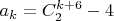 $a_k=C_{2}^{k+6}-4$