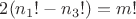 $ 2(n_1! - n_3!) = m!$