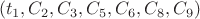 \[(t_1, C_2 ,C_3 ,C_5 ,C_6 ,C_8 ,C_9) \]