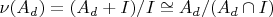 $\nu(A_d)=(A_d+I)/I\cong A_d/(A_d\cap I)$