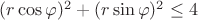 $(r\cos \varphi)^2+(r\sin \varphi)^2 \le 4$