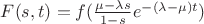 $F(s,t)=f(\frac {\mu-\lambda \at s}{1 - s} \at e^{-(\lambda-\mu) \at t})$