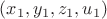 $(x_1,y_1,z_1,u_1)$