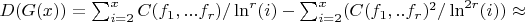 $D(G(x))=\sum_{i = 2}^{x}{C(f_1,...f_{r})/\ln^r(i)}-\sum_{i = 2}^{x}(C(f_1,..f_{r})^2/\ln^{2r}(i)) \approx $