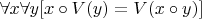$\forall x \forall y [x \circ V(y) = V(x \circ y)]$
