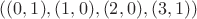 $((0, 1), (1, 0), (2, 0), (3, 1))$