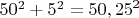 ${50^2+5^2}={50,25}^2$