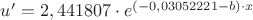 $ u' = 2,441807 \cdot e ^ { (-0,03052221-b) \cdot x} $