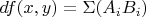 $df(x, y) =\Sigma (A_i  B_i)$