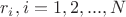 $r_i, i=1,2,...,N$