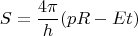 $$S=\frac{4\pi}{h} (pR- Et)$$