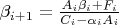 $\beta_{i+1}=\frac{A_{i}\beta_{i}+F_{i}}{C_{i}-\alpha_{i}A_{i}}$