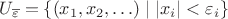 $U_{\overline\varepsilon}=\{(x_1,x_2,\ldots)\mid |x_i|<\varepsilon_i\}$