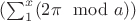 $(\sum_1^x (2\pi \mod a))$