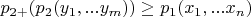 $p_{2+}( p_2(y_1, ... y_m)) \ge p_1(x_1, ... x_n)$