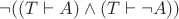 $\neg ((T \vdash A) \land (T \vdash \neg A))$