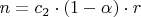 $n = c_2 \cdot (1 - \alpha) \cdot r$
